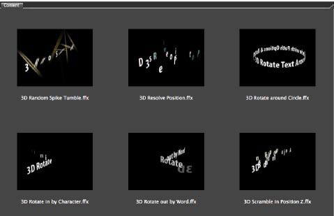 preset des animations de texte 3D d'After Effects CS3 preset des animations de texte 3D d'After Effects CS3