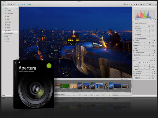 interface de Aperture, logiciel de gesiton et traitement de photo