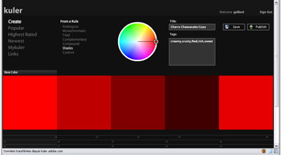 kuler création de couleurs avec la règle dégradé