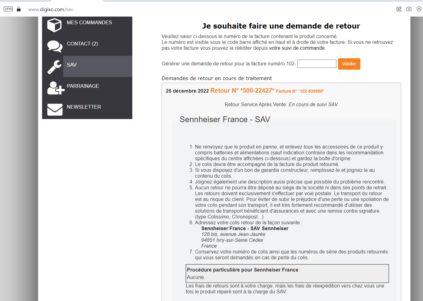 Digixo instructions pour renvoi MKE 200 en panneCapture.png