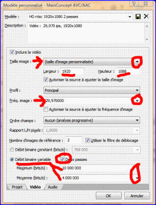 réglages HD NTSC C.GIF