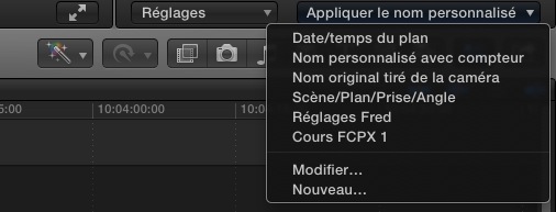 Appliquer un nom personalisé au clip sous FCPX