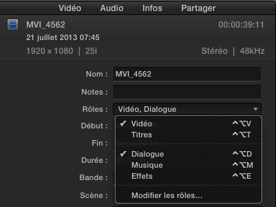 Gérer les Rôles sous FCPX