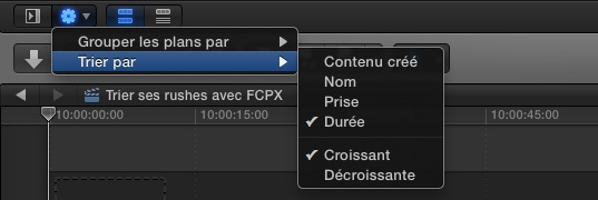 Trier les plans sous FCPX