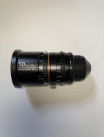 Objectif cinéma anarmophique Greatjoy 50mm T2.9 1.8x / amber flare / double monture PL/EF